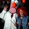 Cass (Beaker), Guinivere (Animal) on Muppet theme night